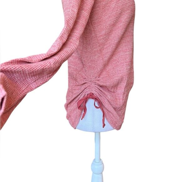 J. Jill Pink Cowl Neck Sweater Heathered Texture Cinched Hem Womens Small Pink - Picture 7 of 11